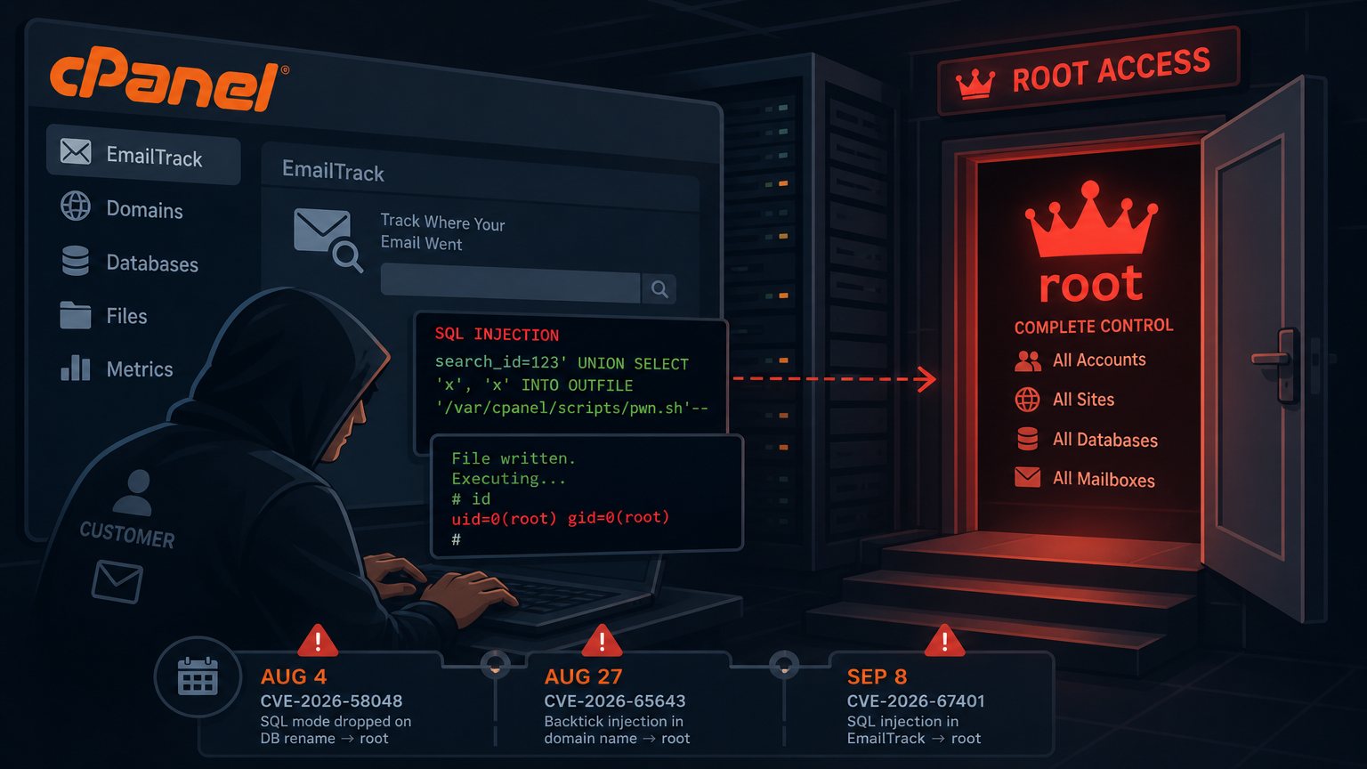 A third cPanel bug in five weeks lets a hosting customer become root