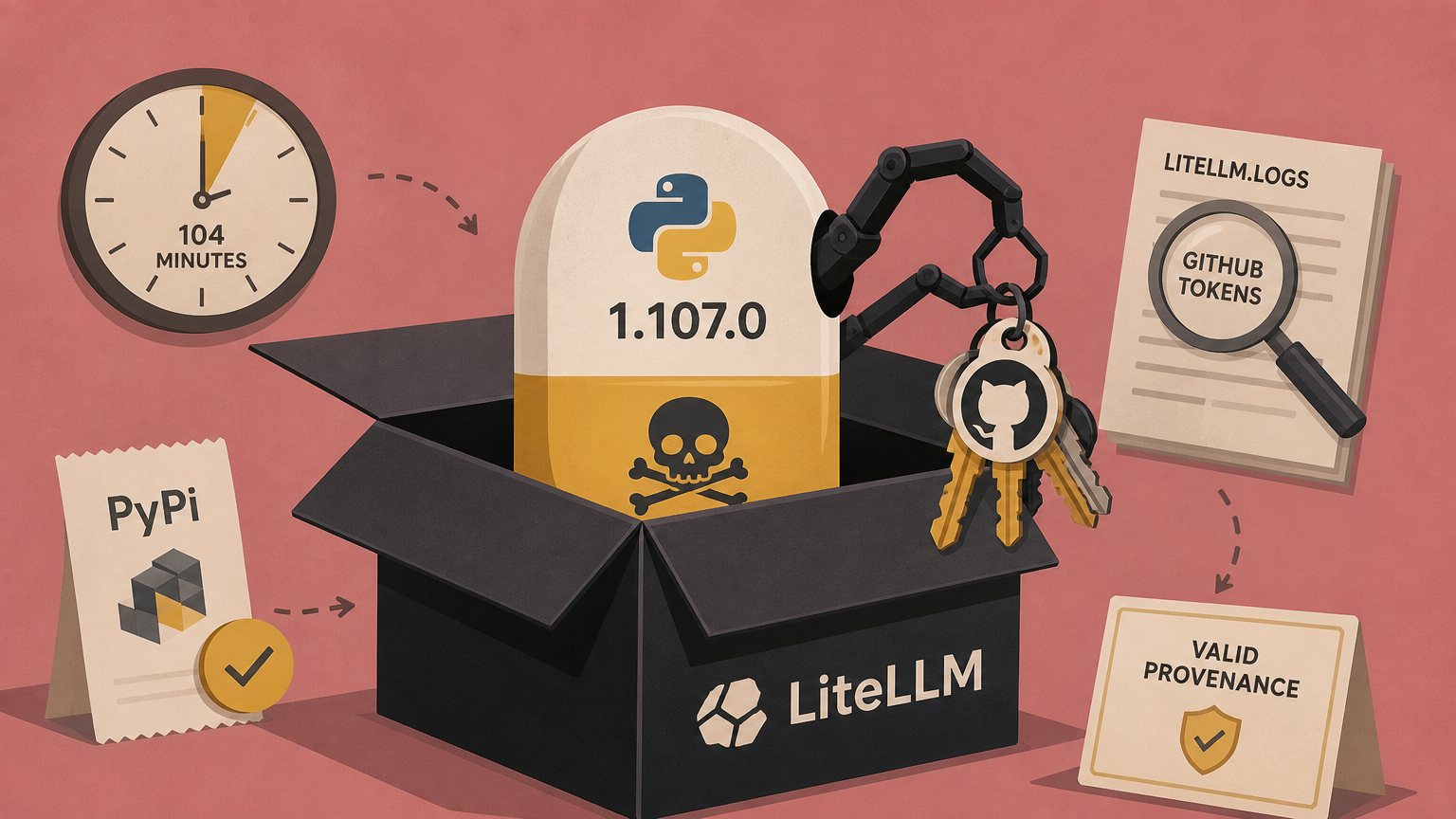 LiteLLM shipped a credential stealer for 104 minutes, and the build had valid provenance