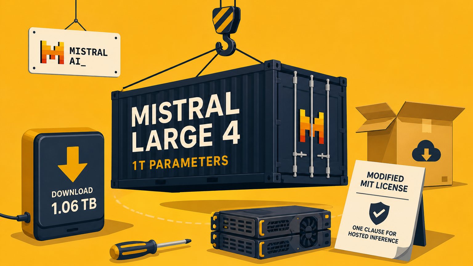Mistral Large 4 is open weight, and the download is 1.06 TB