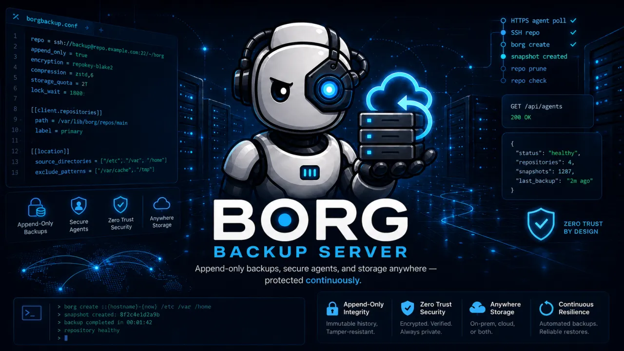 A comprehensive multi-platform open-source backup server based on BorgBackup